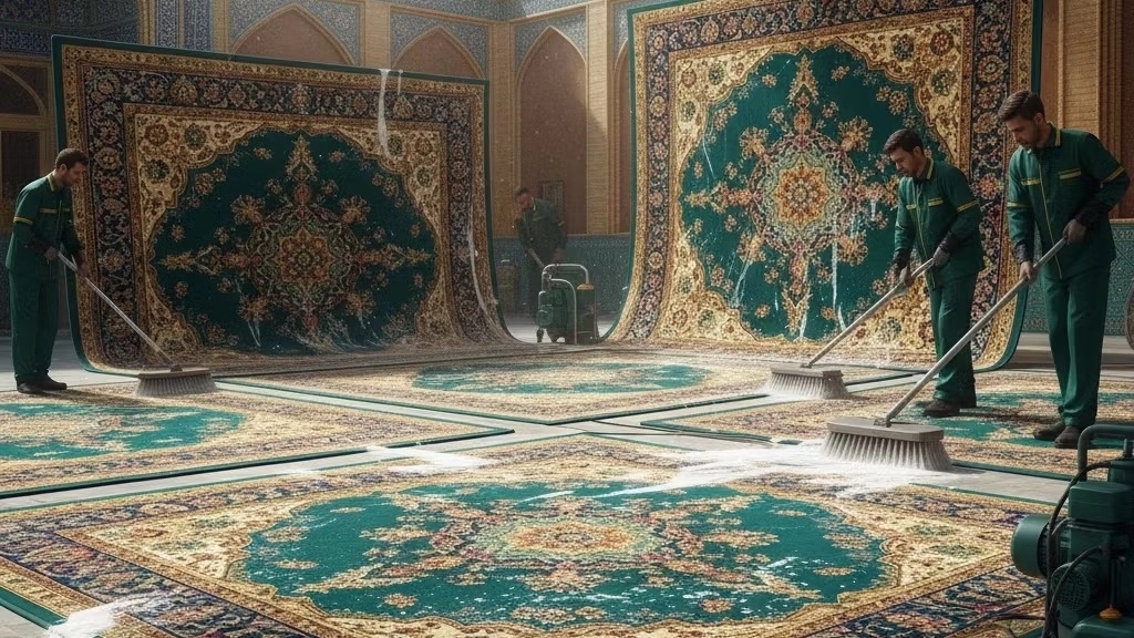 قالیشویی در شهرک مهدیه و سجادیه شیراز استفاده از شوینده‌های استاندارد و بدون رنگ‌ بری