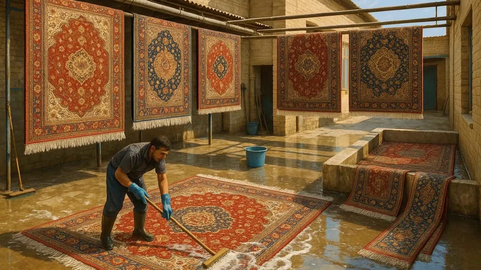 قالیشویی در شهرک میانرود شیراز خدمات فوری فرش آرا و اندیشه