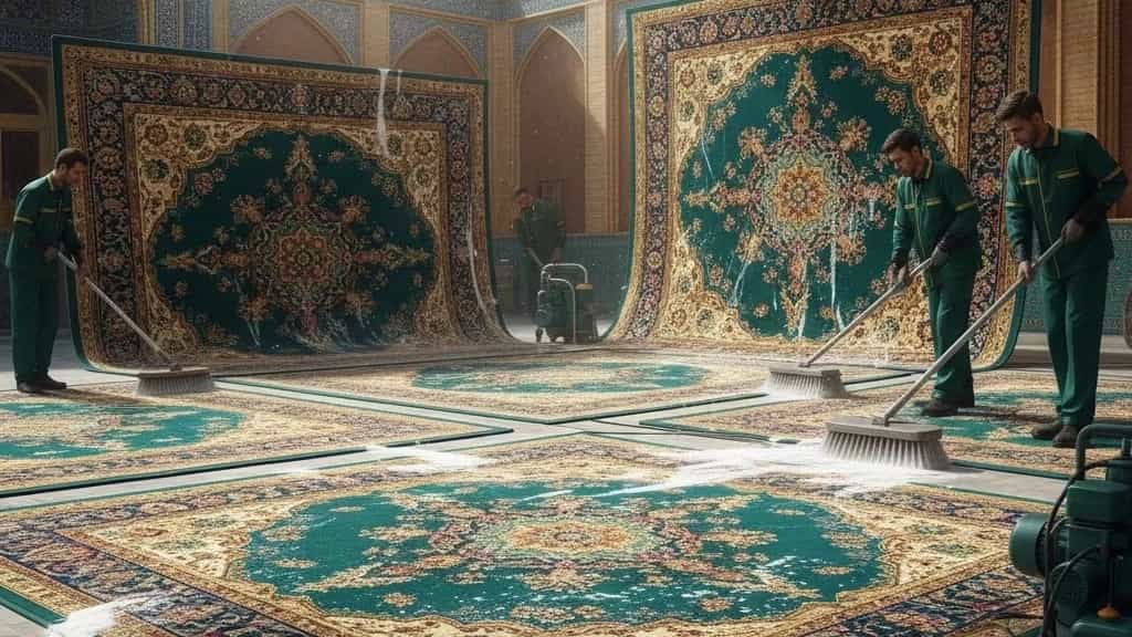 قالیشویی در شهرک مهدیه و سجادیه شیراز استفاده از شوینده‌های استاندارد و بدون رنگ‌ بری